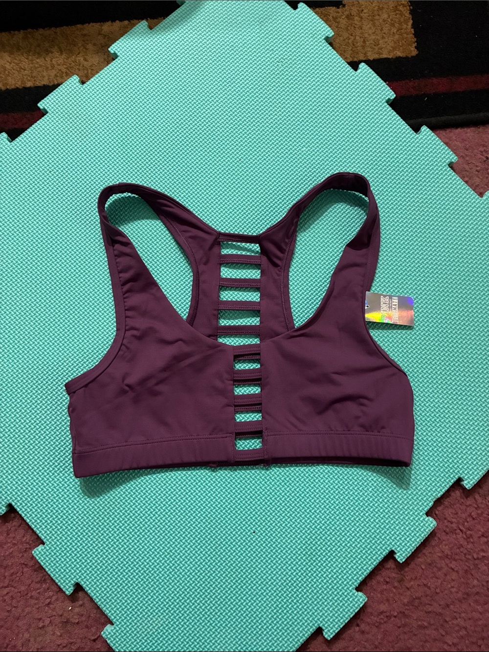 New Plum Strappy Back Sports Bra -  Supportive Active Bralette
